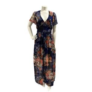 Flowy Feminine Blue Floral asos Maxi Dress Size 6 Cottagecore Wedding